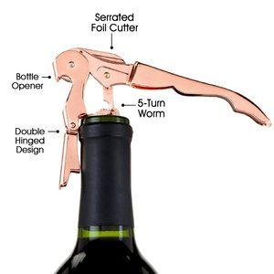 Rose Gold Plated Double Hinged Wine Corkscrew